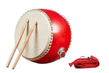 Amazon | 小太鼓 太鼓本格牛皮張 太鼓バチ ストラップ セット